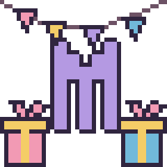 Pixel art Lettre M pour un anniversaire, grille 40 × 40