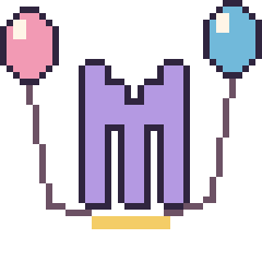 Pixel art Lettre M avec des ballons, grille 40 × 40