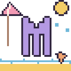 Pixel art Lettre M à la plage, grille 40 × 40