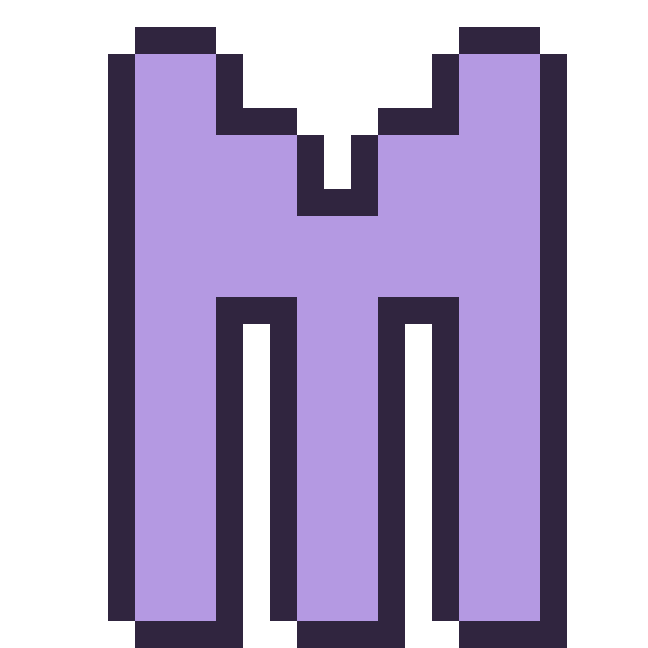 Modèle de pixel art Lettre M sur une grille de 24 par 24 cases