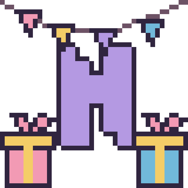 Modèle de pixel art Lettre N pour un anniversaire sur une grille de 40 par 40 cases