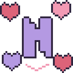 Pixel art Lettre N avec des cœurs, grille 40 × 40