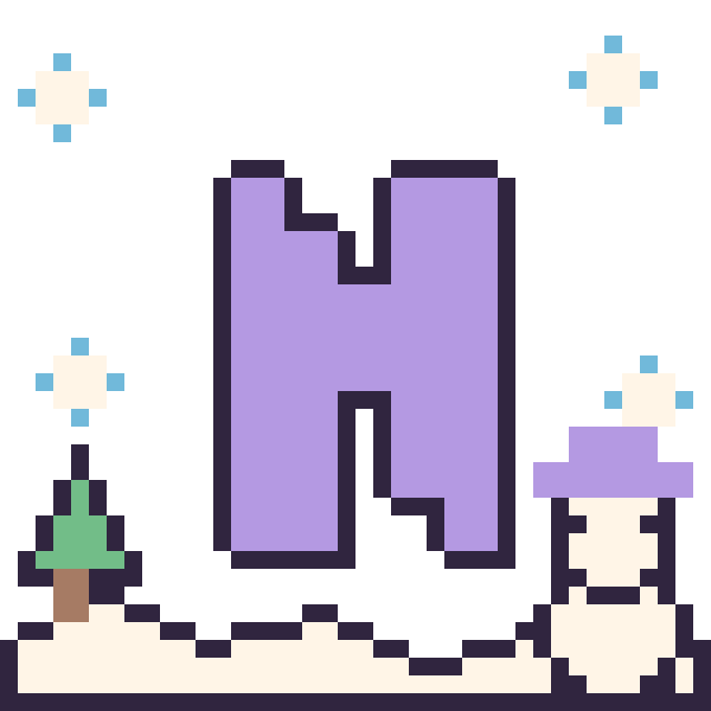 Modèle de pixel art Lettre N en hiver sur une grille de 40 par 40 cases