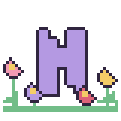 Pixel art Lettre N dans le jardin, grille 40 × 40