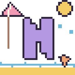 Pixel art Lettre N à la plage, grille 40 × 40