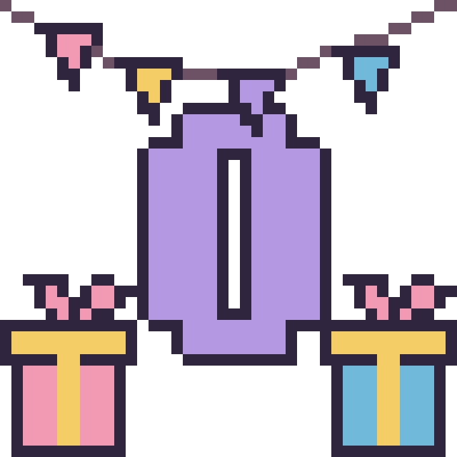 Modèle de pixel art Lettre O pour un anniversaire sur une grille de 40 par 40 cases