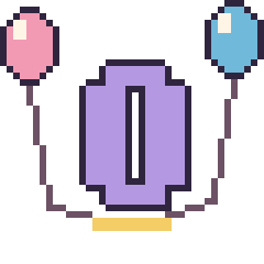 Pixel art Lettre O avec des ballons, grille 40 × 40