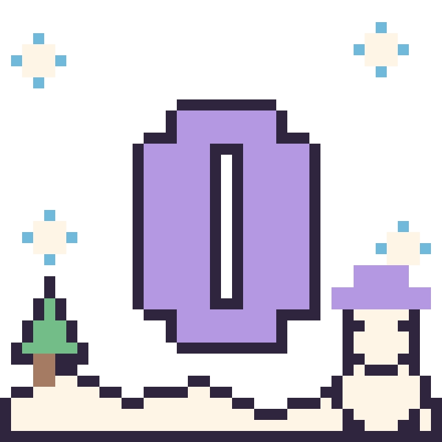 Modèle de pixel art Lettre O en hiver sur une grille de 40 par 40 cases