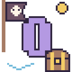 Pixel art Lettre O en aventure pirate, grille 40 × 40