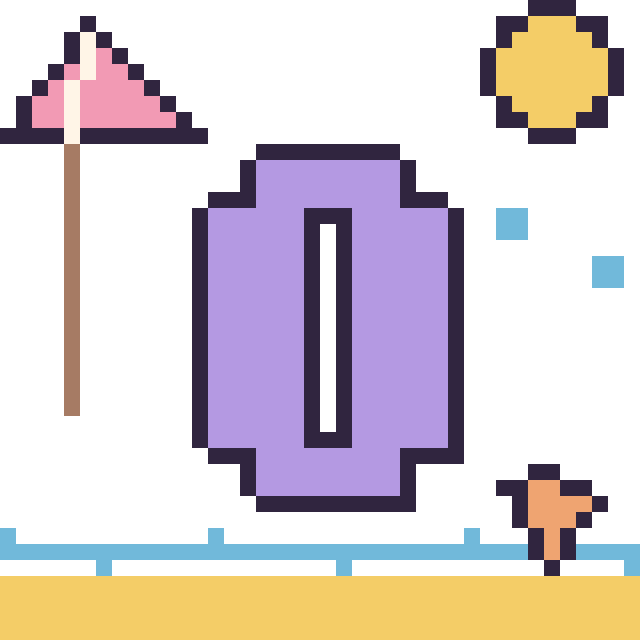 Modèle de pixel art Lettre O à la plage sur une grille de 40 par 40 cases