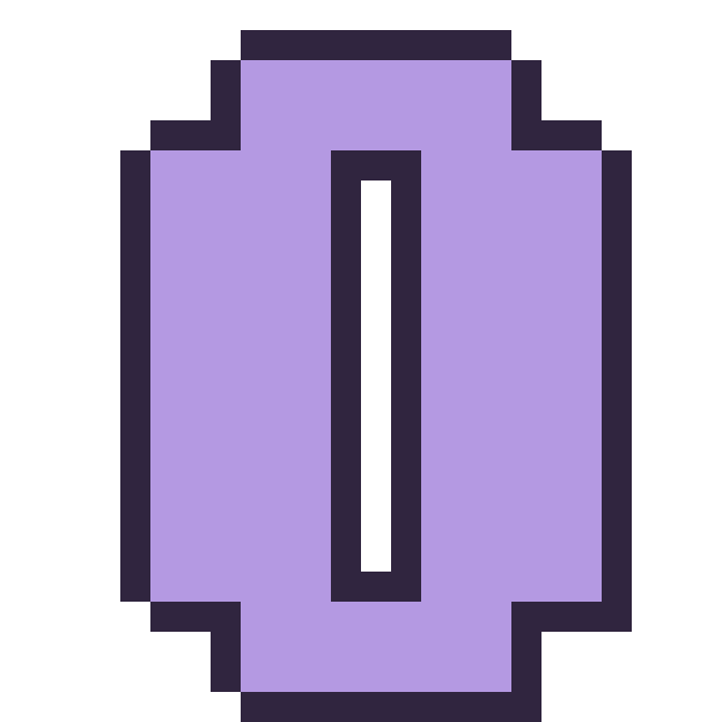 Modèle de pixel art Lettre O sur une grille de 24 par 24 cases