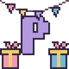 Pixel art Lettre P pour un anniversaire, grille 40 × 40