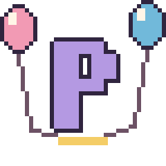 Pixel art Lettre P avec des ballons, grille 40 × 40