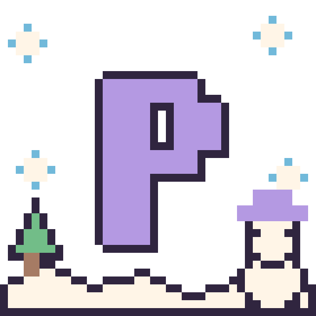 Modèle de pixel art Lettre P en hiver sur une grille de 40 par 40 cases