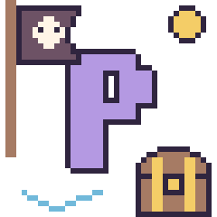 Pixel art Lettre P en aventure pirate, grille 40 × 40