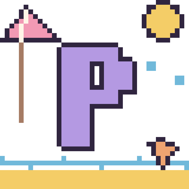 Modèle de pixel art Lettre P à la plage sur une grille de 40 par 40 cases