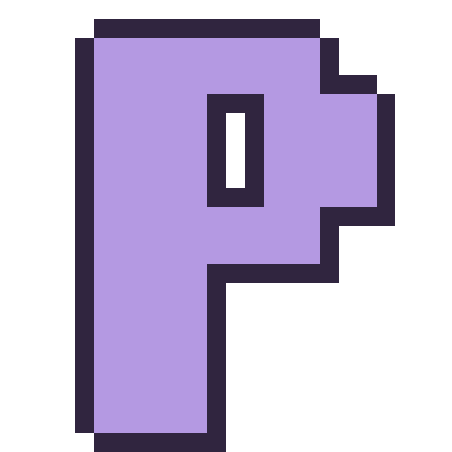 Modèle de pixel art Lettre P sur une grille de 24 par 24 cases