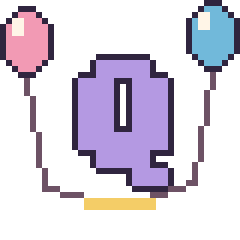 Pixel art Lettre Q avec des ballons, grille 40 × 40