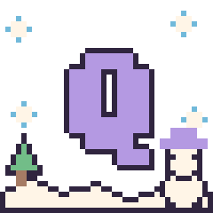 Pixel art Lettre Q en hiver, grille 40 × 40