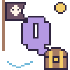 Pixel art Lettre Q en aventure pirate, grille 40 × 40
