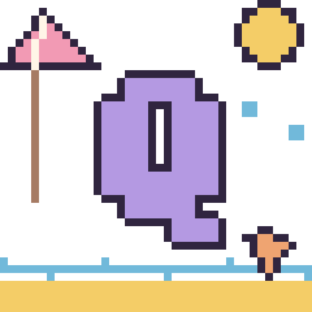 Modèle de pixel art Lettre Q à la plage sur une grille de 40 par 40 cases