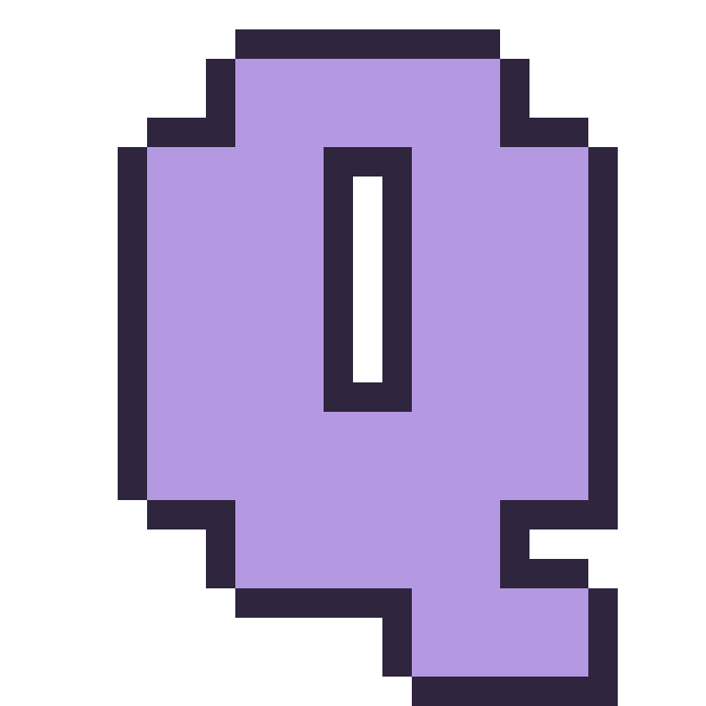 Modèle de pixel art Lettre Q sur une grille de 24 par 24 cases