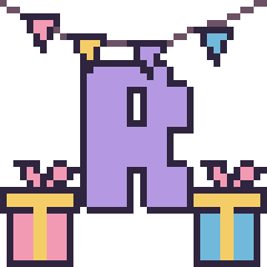 Pixel art Lettre R pour un anniversaire, grille 40 × 40
