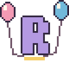 Pixel art Lettre R avec des ballons, grille 40 × 40