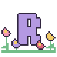 Pixel art Lettre R dans le jardin, grille 40 × 40