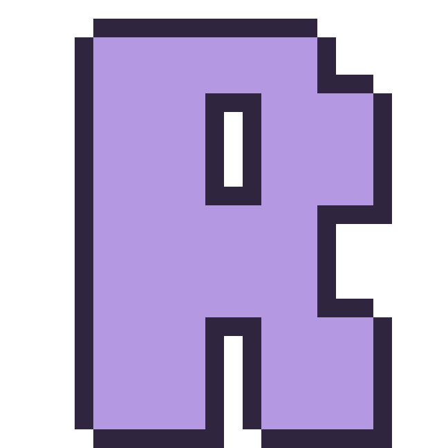 Modèle de pixel art Lettre R sur une grille de 24 par 24 cases