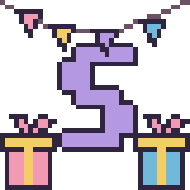 Modèle de pixel art Lettre S pour un anniversaire sur une grille de 40 par 40 cases