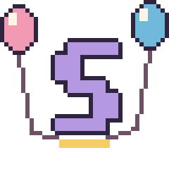 Pixel art Lettre S avec des ballons, grille 40 × 40