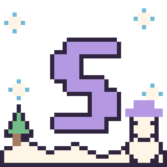 Modèle de pixel art Lettre S en hiver sur une grille de 40 par 40 cases