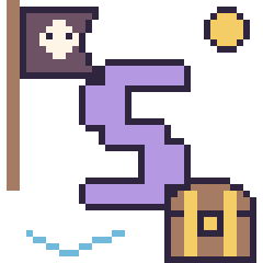 Pixel art Lettre S en aventure pirate, grille 40 × 40