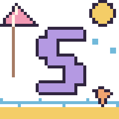 Pixel art Lettre S à la plage, grille 40 × 40