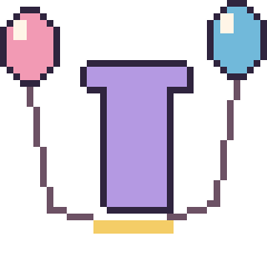 Pixel art Lettre T avec des ballons, grille 40 × 40