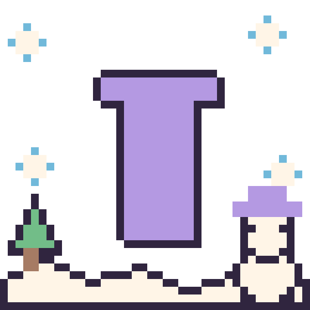 Modèle de pixel art Lettre T en hiver sur une grille de 40 par 40 cases