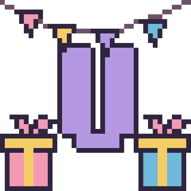 Modèle de pixel art Lettre U pour un anniversaire sur une grille de 40 par 40 cases