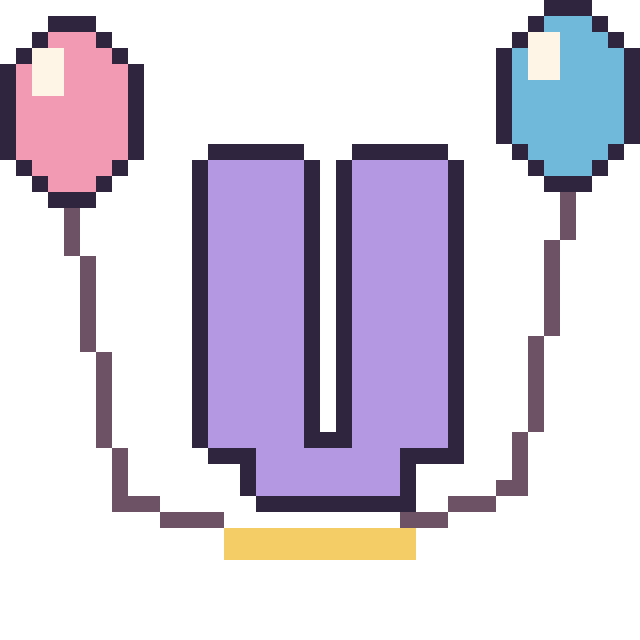 Modèle de pixel art Lettre U avec des ballons sur une grille de 40 par 40 cases