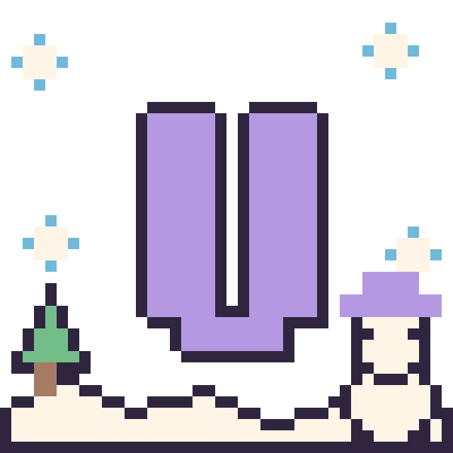 Modèle de pixel art Lettre U en hiver sur une grille de 40 par 40 cases