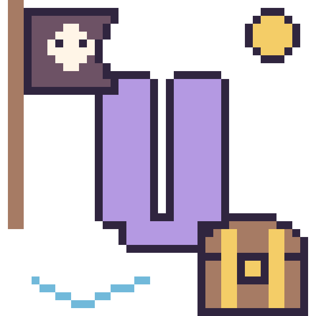 Modèle de pixel art Lettre U en aventure pirate sur une grille de 40 par 40 cases