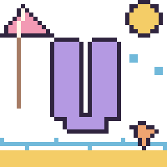 Pixel art Lettre U à la plage, grille 40 × 40