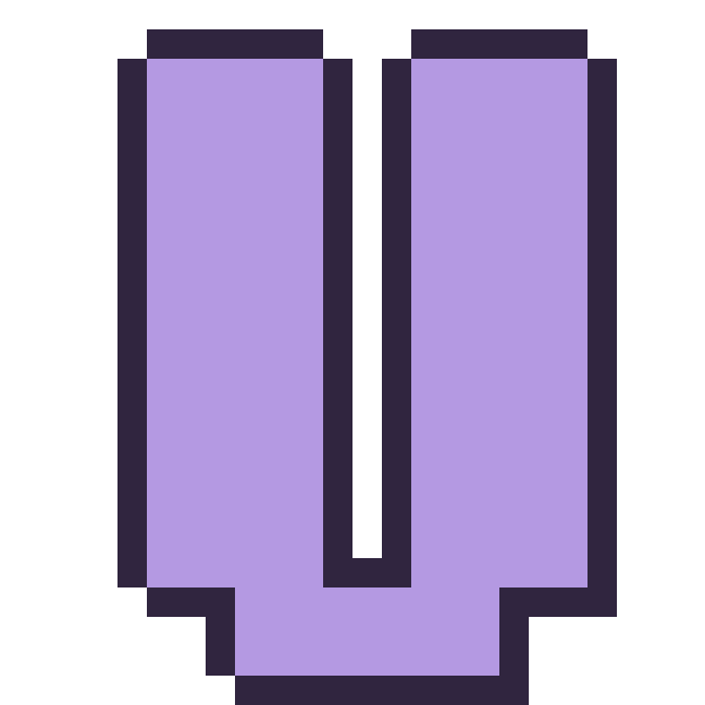 Modèle de pixel art Lettre U sur une grille de 24 par 24 cases