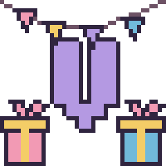 Pixel art Lettre V pour un anniversaire, grille 40 × 40