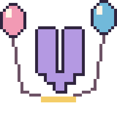 Pixel art Lettre V avec des ballons, grille 40 × 40