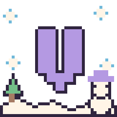 Pixel art Lettre V en hiver, grille 40 × 40