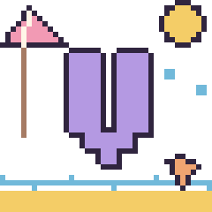 Pixel art Lettre V à la plage, grille 40 × 40