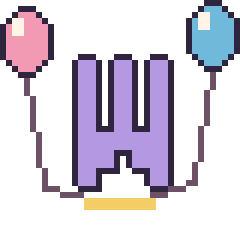Pixel art Lettre W avec des ballons, grille 40 × 40