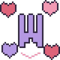 Pixel art Lettre W avec des cœurs, grille 40 × 40