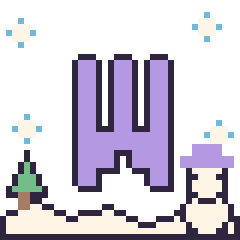 Pixel art Lettre W en hiver, grille 40 × 40